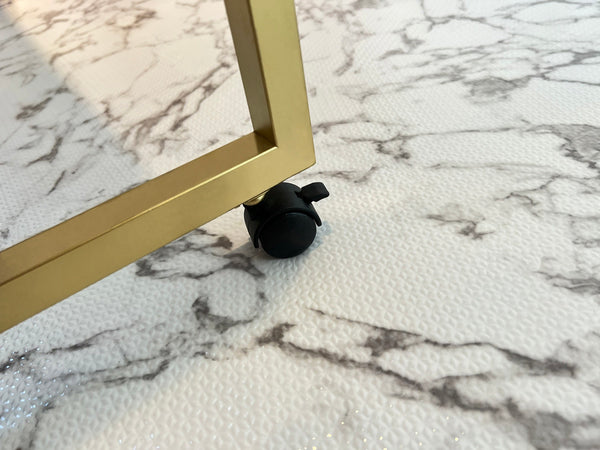 新色登場　アイアン　ウッド　サロンテーブル　ダイニングテーブル　作業テーブル　900×420 イエローゴールド